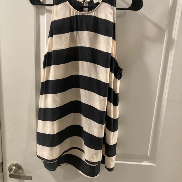 Joie Sleeveless Silk Top with Black and Cream Stripes - Picture 1 of 4